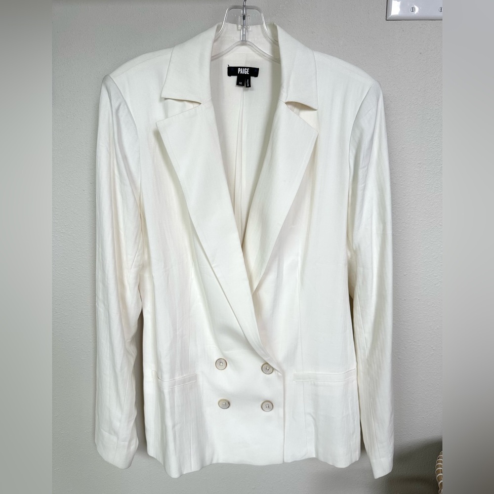PAIGE Women's Off-White Double-Breasted Blazer